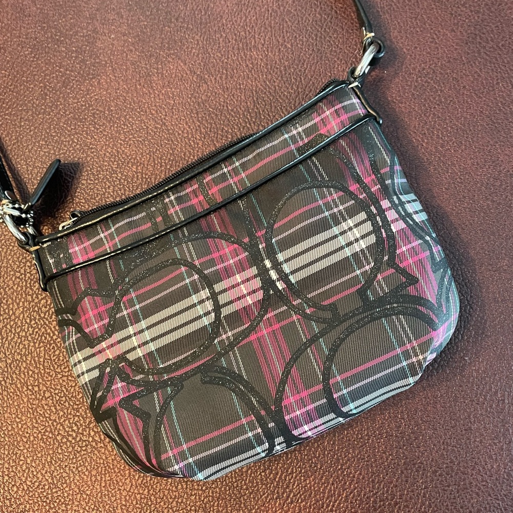Coach Crossbody. Pink/Black Plaid, Never Used. Gem